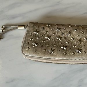 Jimmy Choo Metallic Star Studded Zippy Wallet